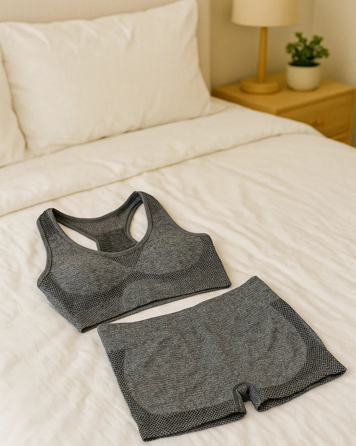 Elastic Peach Yoga Tank Top Set 25.00 AED